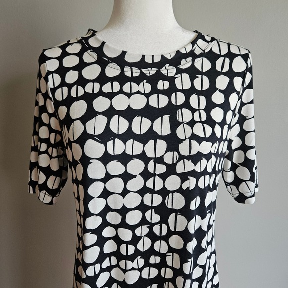 Sno Skins Dress Size M Black White Minimalist Geometric Stretchy Jersey Knit - Picture 2 of 11
